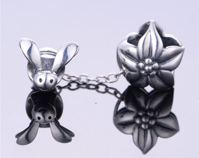 Bumblebee Flower Charm, Silver Jewellery, Animal Charms for Bracelet Necklace, Girls Necklace Charm, Mother Daughter Gift, Flower Bead