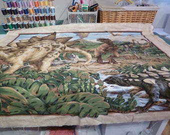 dinosaur fabric last panel left 43w x 32L