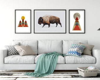 Buffalo Prints, Instant Printable Art, Buffalo Poster, Large Printable Poster, Bison Wall Art, Printable Bison, Buffalo Download,
