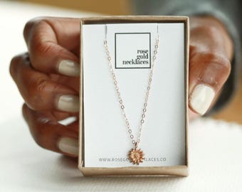 Delicate Sunflower Necklace, Sunflower Necklace, Flower Simple Necklace, Sunflower Charm, Flower Charm, Flower Charms, Flower Necklace