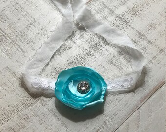 Tie Back Headband/Shabby Chic/Infant/Floral Headband/Photos/Silk Flower/Shabby Chic Photo Prop