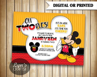 Mickey Mouse Invitation // Mickey Mouse Invites // Birthday Invitations // Birthday Invites // Oh Twodles // Two
