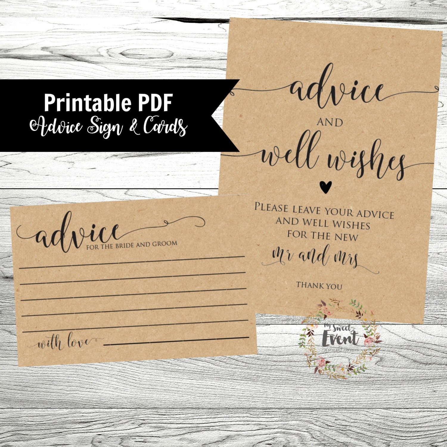 Wedding Advice Cards Printable Advice Cards Wedding