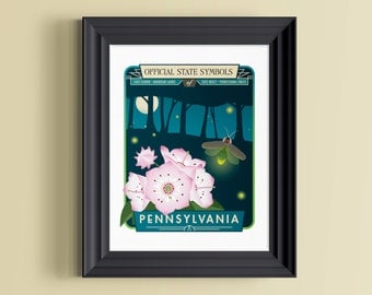 Pennsylvania art | Pennsylvania print | Pennsylvania gifts | Pennsylvania wall art | Pennsylvania poster | Botanical art | Botanical print
