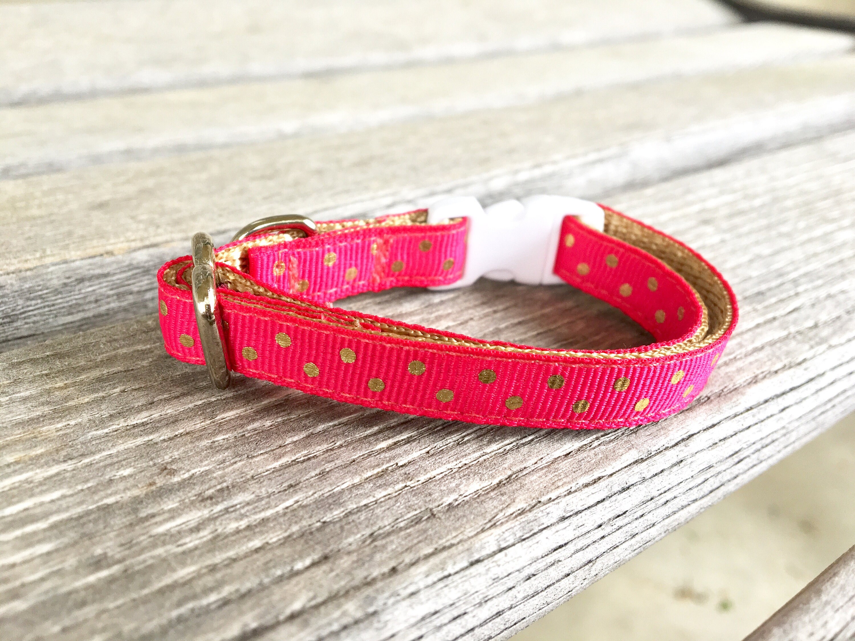 Swiss Dots Cat Collar Gold Dot Cat or Kitten Collar Mint Cat