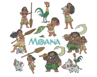 50% off - Disney's Moana - 11 embroidery designs for 4in hoop resizable files