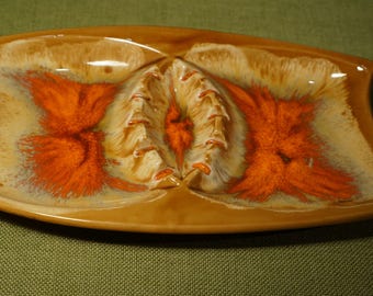 ASHTRAY Lava Mid Century Long Orange and Tan RETRO Lounge