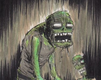 Zombie Attack! Original, one-of-a-kind illustration...