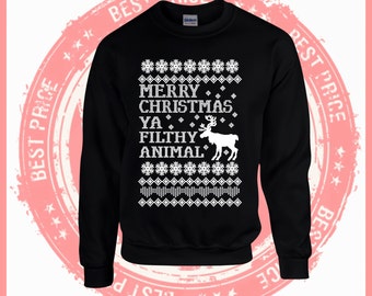 On Sale Today Merry Christmas Ya filthy Animal- Ugly Christmas sweater-Merry Christmas sweater-Hotline bling-drake-ugly sweater party-