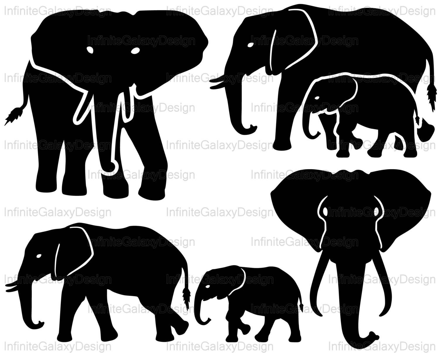 Download Elephants Monogram V1 - Instant download Digital Cutting ...