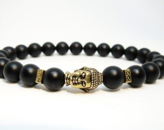 Buddha bracelet for men gift for him Black bracelet Buddah bracelet Black onyx bracelet gift Yoga jewelry Yoga gift for mens beaded bracelet