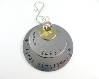 Hand stamped baby's first christmas ornament-----Sample - will custom make -