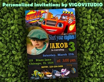 Blaze and the Monster Machines Invitation, Monster Invitation, Blaze and the Monster Machines Birthday , Birthday Party, Blaze Invitation