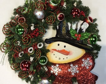 Tin Snowman Wreath
