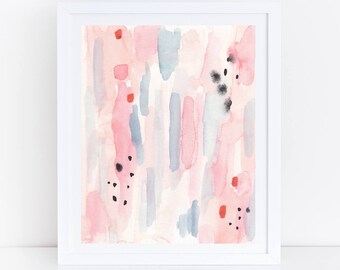 Printable Pink Blue Print, Pink Blue Abstract Art, Pink Watercolor Print, Watercolor Printable Art, Pastel Print, Pastel Abstract Art, Print