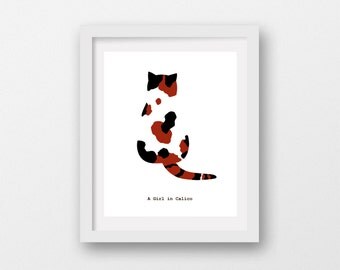 calico cat art,calico cat back,cat wall decor,cat printable art