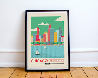 Chicago Wall Art chicago skyline | etsy Chicago Wall Art chicago skyline | etsy