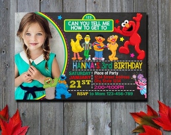 Elmo Invitation / Sesame Invitation / Elmo Birthday Invitation / Girl Invitation / Sesame Birthday Invitation / Birthday Invitation / NR
