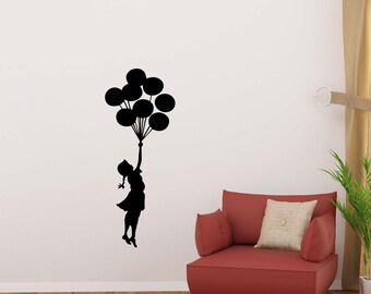 Girl With Balloons Wall Decal Banksy Supergirl Baby Gift Vinyl Sticker Home Room Bedroom Decor Nursery Poster Art Mural Custom Print 190