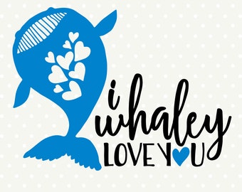 Love SVG, Whale Silhouette file, Whale DXF file, Kids Shirt SVG file, Valentines svg, Commercial cut file, silhouette cut file