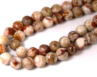 Two 15" strands Mexican Crazy Lace Agate Beads 6mm