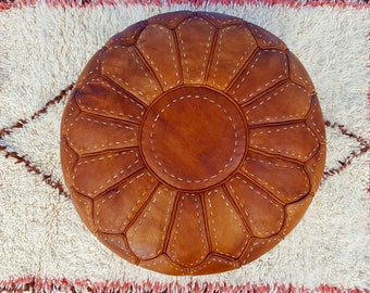 Moroccan leather pouf handmade leather pouf ottoman pouff unstuffed / stuffed