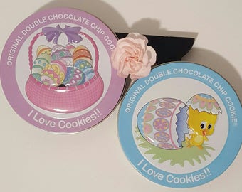 Vintage Easter Tins, Vintage Cookie Tins, Original "I Love Cookies" Tins, Easter gifts, Easter Home Decor, Easter Kitchen and Dining Decor