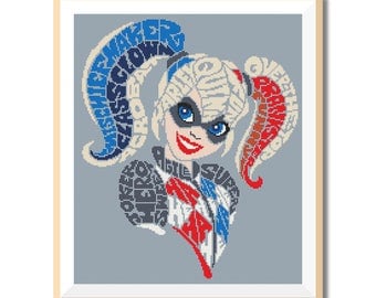 BOGO FREE! Harley Quinn. Girl Power Cross Stitch Pattern, Instant Download,Cross Stitch Chart, Needlecraft Embroidery Needlework , #40