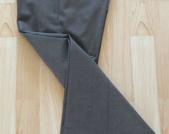 Upcycled Grey Wool Slacks with Burgundy Chevrons Size 6