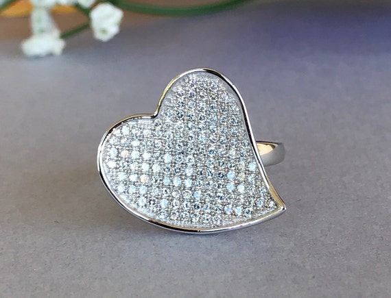 Heart Micro Pave Simulated Diamond Ring Women's Promise