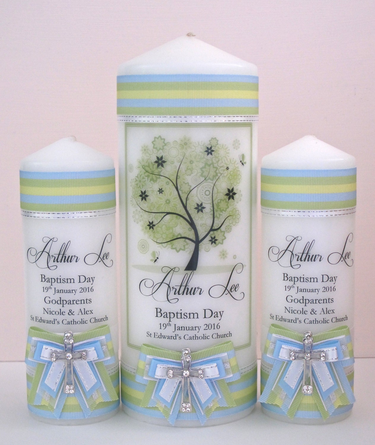 Personalised Baptism And Christening Candle Set 4163