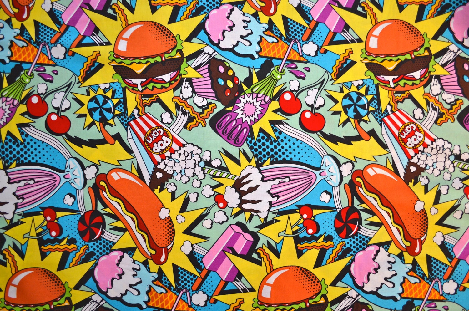 Midnight snack Patchwork fabric  Cloth for dress Comic 