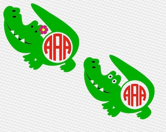 Alligator monogram SVG Clipart Cut Files Silhouette Cameo Svg for Cricut and Vinyl File cutting Digital cuts file DXF Png Pdf Eps vector