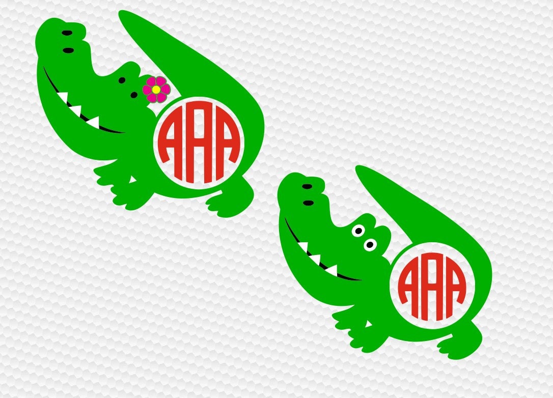 Download Alligator monogram SVG Clipart Cut Files Silhouette Cameo Svg