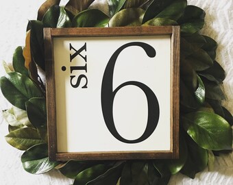 Number signs/farmhouse signs/farmhouse number signs/wood framed signs/custom signs/flash card signs/flash card sign/three 3/four 4/five 5