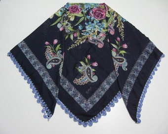 Turkish "oya" scarf - shawl,beaded crocheted edging scarf,beaded crocheted trim scarf,Turkish scarf,oya scarf, traditional Turkish scarf