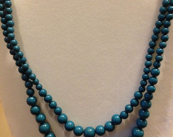 Vintage Deep Teal Double Strand Necklace
