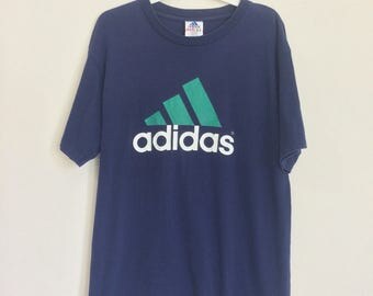 90's ADIDAS big logo spell out blue color made in USA