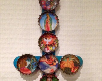 Cross backwards Mexican folk art DIY recycling