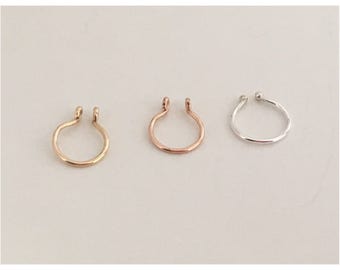 Faux Septum 14 karat Yellow, Rose Gold Filled Fake Septum Ring False / Sterling .925 Silver Body Cheater Jewelry Non Piercing Body Jewelry