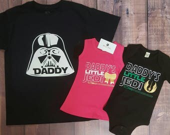 Star Wars Baby Outfits, Daddy's Little Jedi Bodysuit and Dress, Infant baby Clothes, Newborn Jedi Tops, matching parent shirt