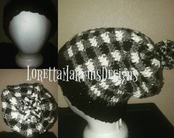 Buffalo Plaid Hat, Slouch Beanie Hat, Slouchy Hat Beanie, Plaid Slouch Hat, Buffalo Plaid Beanie, Crochet Plaid Hat, Buffalo Plaid Slouch