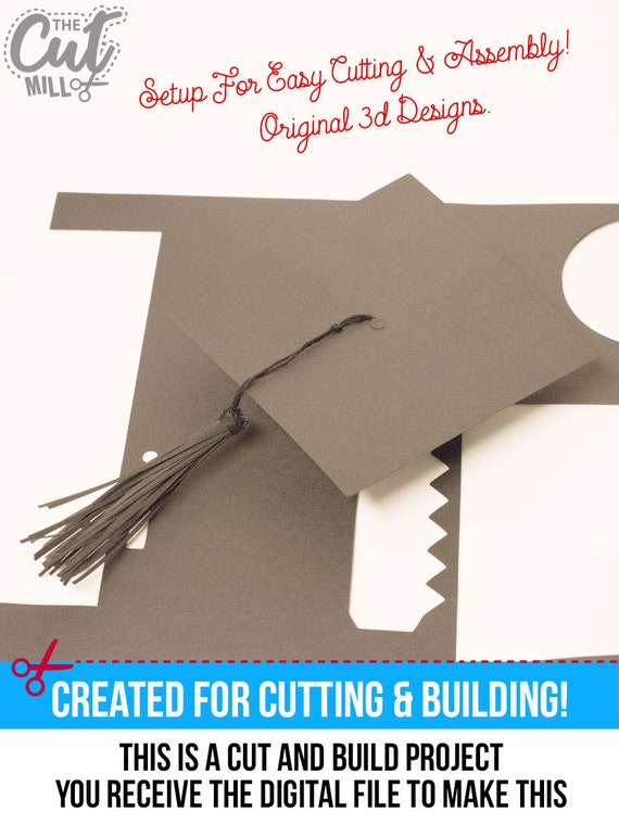 Download Graduation Cap and Tassel 3d svg template 3d dxf original