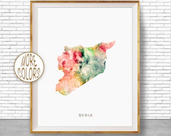 Syria Map Art Syria Print, Syria Art Print, Home Decor Wall Art Decor, Home Wall Decor, Watercolor Painting, Wall Prints, ArtPrintZone