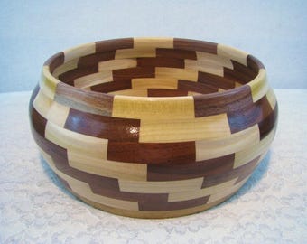 Wood Bowl, Wooden Bowl, Large Wood Bowl, Large Wooden Bowl, Segmented Wood Bowl, Hand Turned Wood Bowl, Handmade Wood Bowl, Fruit Bowl, #006
