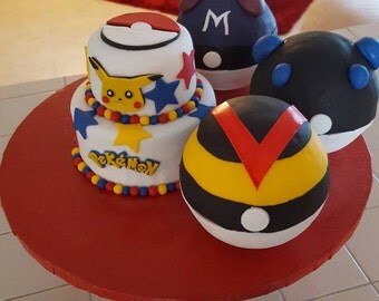 Pokemon faux cakes dummy cakes display cakes pokeballs