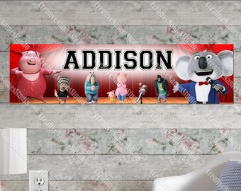 Personalized / Customized Sing Movie Banner, Custom Name Poster, Birthday Party, Wall Decals, Physical Item, C16