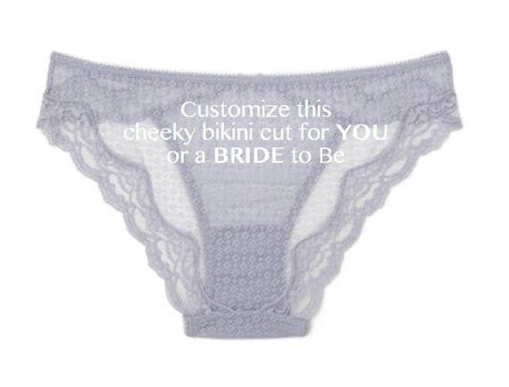 Lace cheeky bikini Customize for YOU or a BRIDE to be, Birthday Gift, Personalized Panties, Custom Panties, Bridal Lingerie