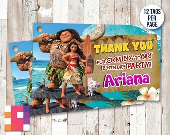 Moana Party Tags Chalkboard Moana Favor Tags Disney