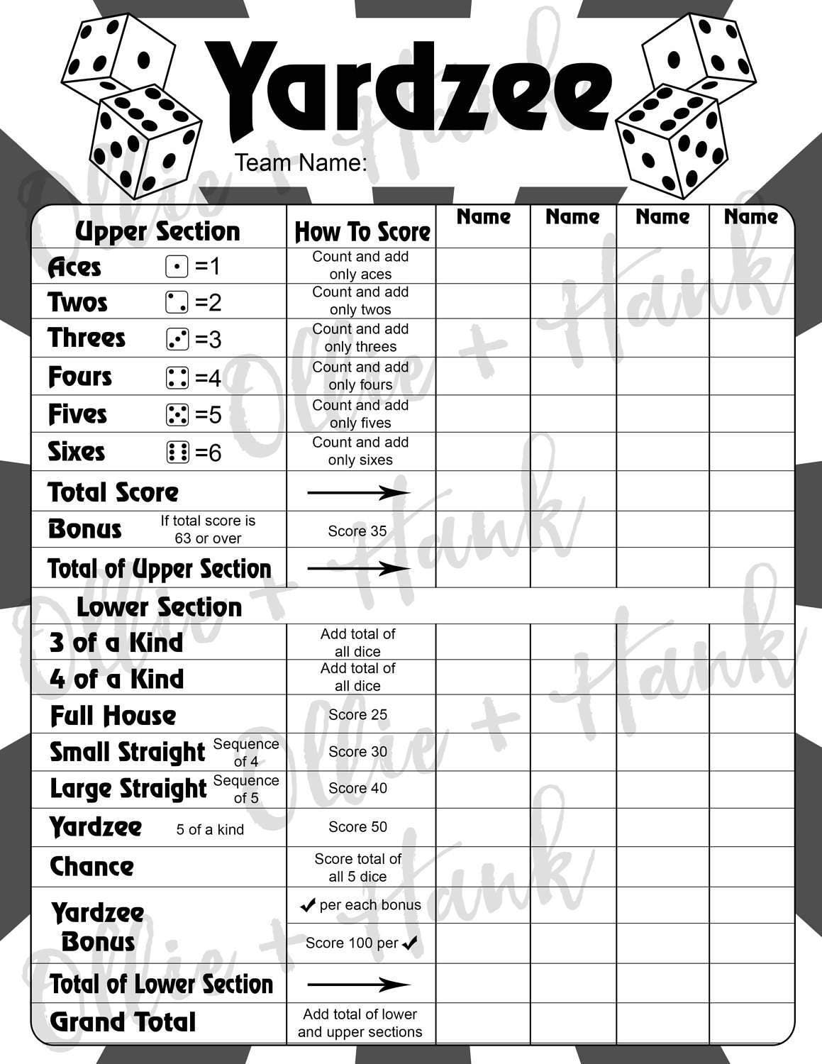 4 Player Scrabble Score Sheet